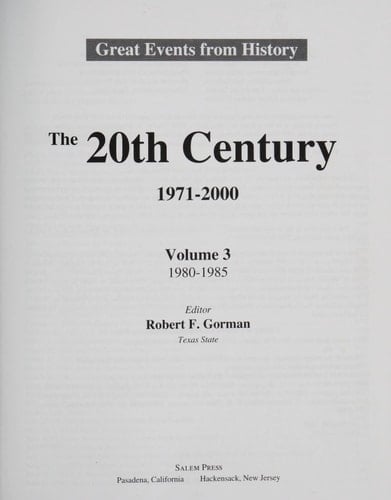 Great Events from History The 20th century, 1971-2000