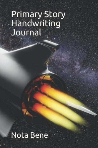 Spaceship Primary Story Handwriting Journal Dotted Midline | Grades K-2 School Exercise Book | 200 Story Pages - Blue (Kids Space Composition Notebooks)