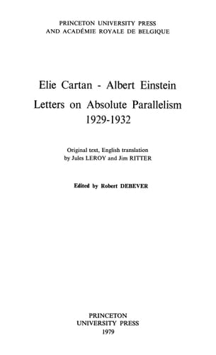 Elie Cartan-Albert Einstein Lettres Sur Le Parallèlisme Absolu, 1929-1932