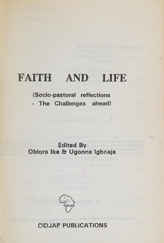 Faith and Life Socio-pastoral Reflections the Challenges Ahead