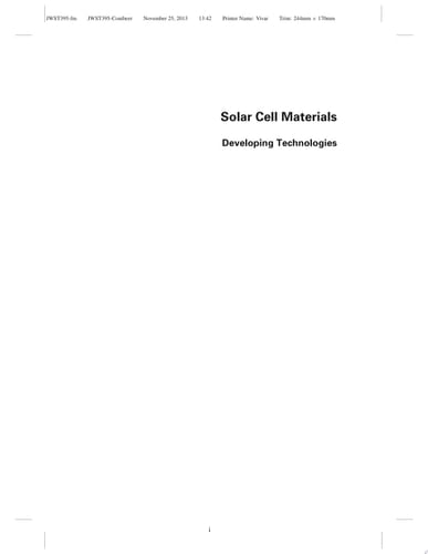 Solar Cell Materials Developing Technologies