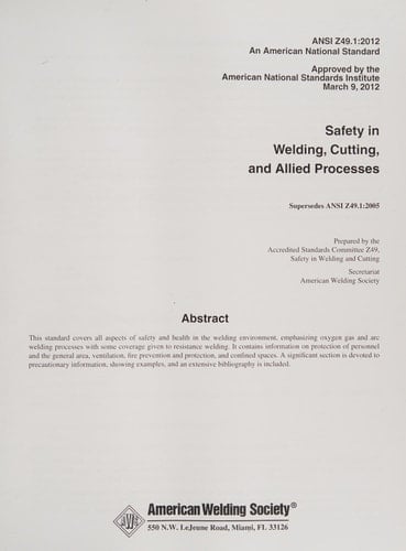 Safety in Welding, Cutting, and Allied Processes