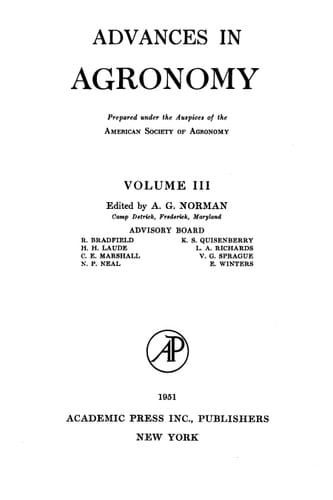 Advances in Agronomy: Volume 3