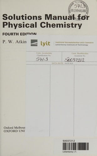 Solutions Manual for Physical Chemistry