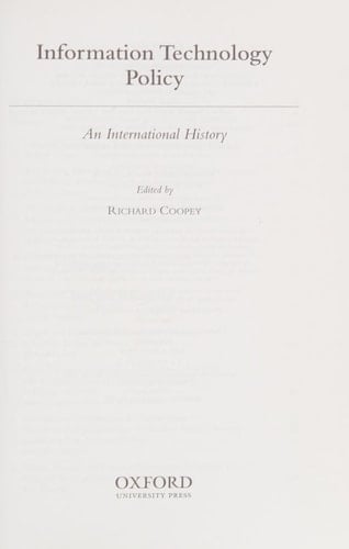 Information Technology Policy: An International History