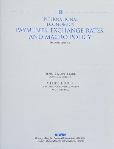 International Economics Payments, exchange rates, and macro policy