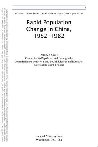 Rapid Population Change in China, 1952-1982