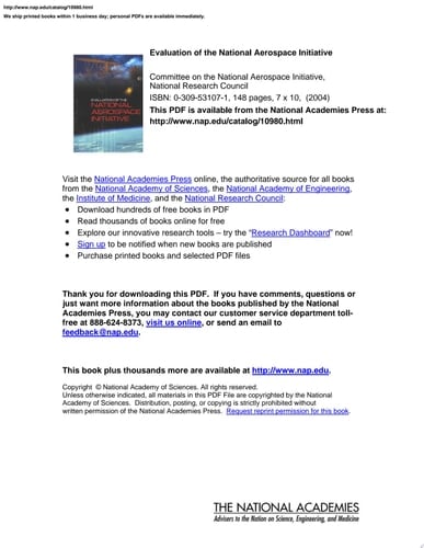 Evaluation of the National Aerospace Initiative