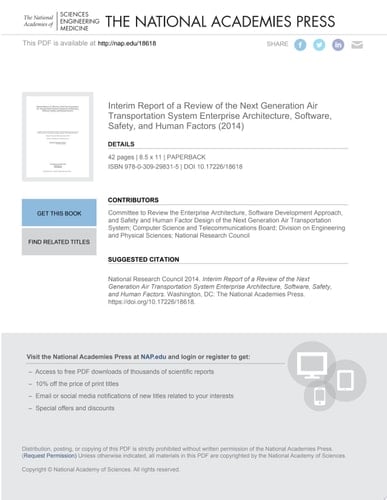 Interim Report of a Review of the Next Generation Air Transportation System Enterprise Architecture, Software, Safety, and Human Factors