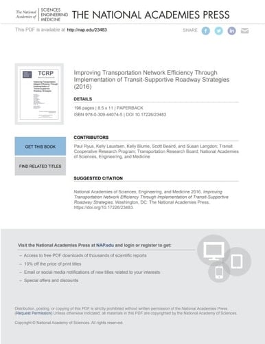 Improving Transportation Network Efficiency Through Implementation of Transit-Supportive Roadway Strategies