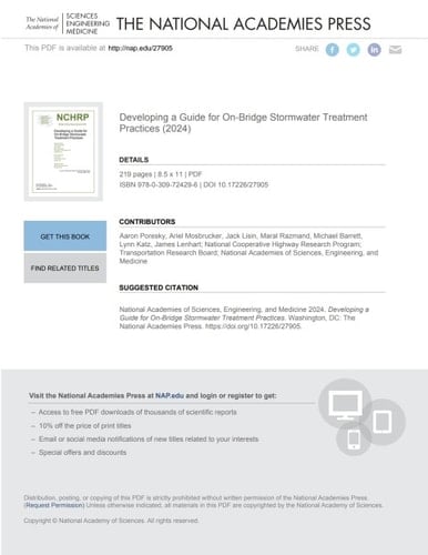 Developing a Guide for On-Bridge Stormwater Treatment Practices