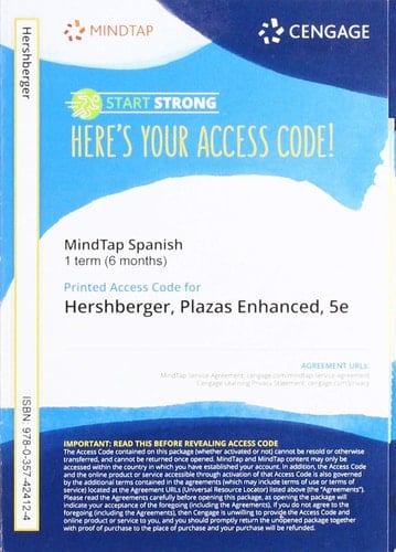 MindTap for Hershberger/Navey-Davis/Guiomarr's Plazas, 1 term Printed Access Card
