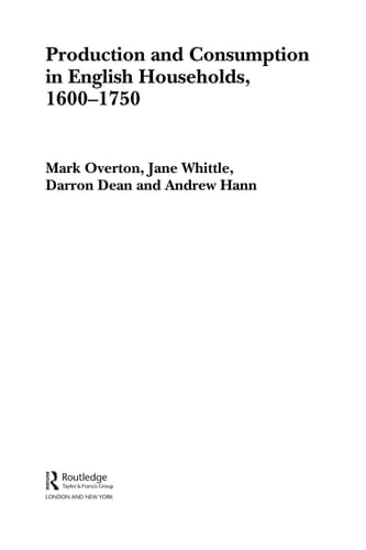 Production and Consumption in English Households, 1600-1750