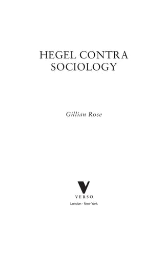 Hegel Contra Sociology
