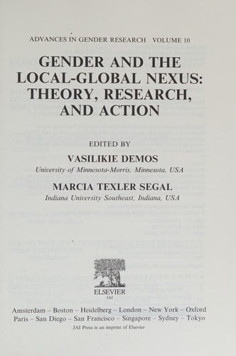 Gender and the Local-Global Nexus, Volume 10: Theory, Research, and Action (Advances in Gender Research) (Advances in Gender Research, 10)