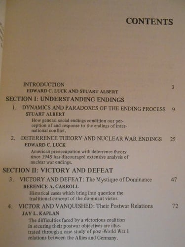 On the Endings of Wars (Political Science Series)