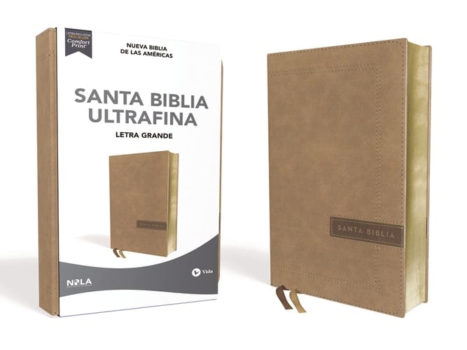 NBLA, Santa Biblia, Ultrafina, Letra grande, Tamaño manual, Leathersoft, Beige, Palabras de Jesús en rojo