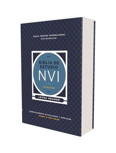 NVI, Biblia de Estudio Actualizada, Texto Revisado 2022, Letra Grande, Tapa Dura, Interior a Color, Palabras de Jesús en Rojo
