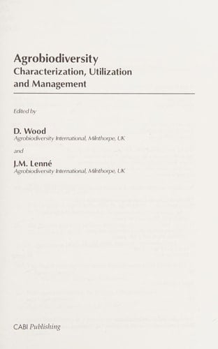 Agrobiodiversity: Characterization, Utilization and Management (Cabi)