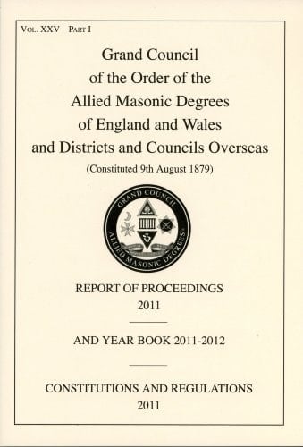 Allied Masonic Degrees Report of Proceedings and Yearbook 2012