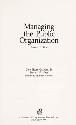 Managing the Public Organization