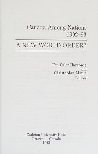 Canada Among Nations, 1992-93 A New World Order?