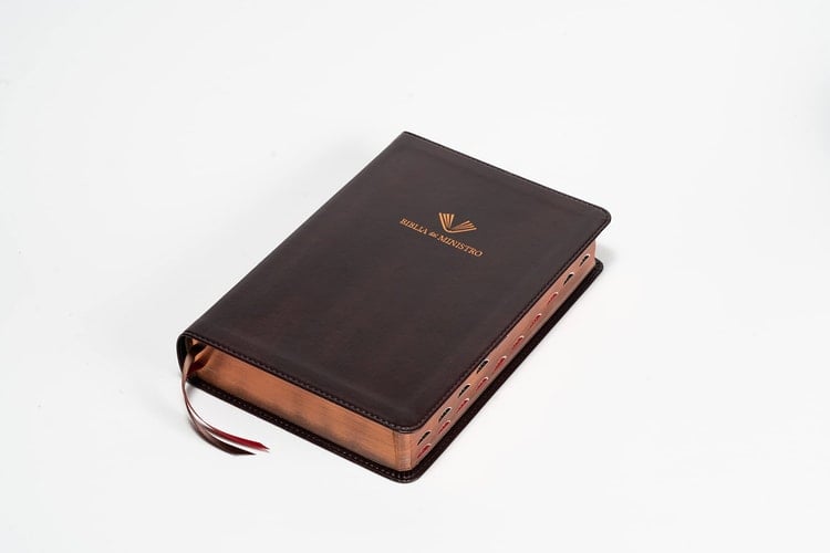 Biblia del Ministro Reina Valera 1960, Con Letra Grande 12 puntos, Tamaño Manual, Cubierta Semil Piel Color Vino con Indice con Indice