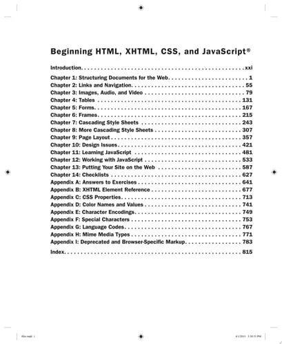 Beginning HTML, XHTML, CSS, and JavaScript