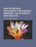 Kant's Critical Philosophy for English Readers