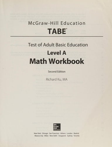 McGraw-Hill Education TABE Level A Math Workbook Second Edition