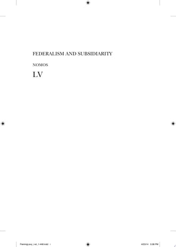 Federalism and Subsidiarity NOMOS LV
