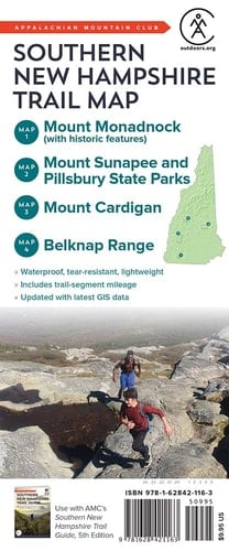 Southern New Hampshire Trail Map Mount Monadnock, Mount Sunapee and Pillsbury State Parks, Mount Cardigan, and Belknap Range