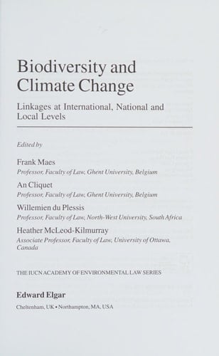 Biodiversity and Climate Change Linkages at International, National and Local Levels