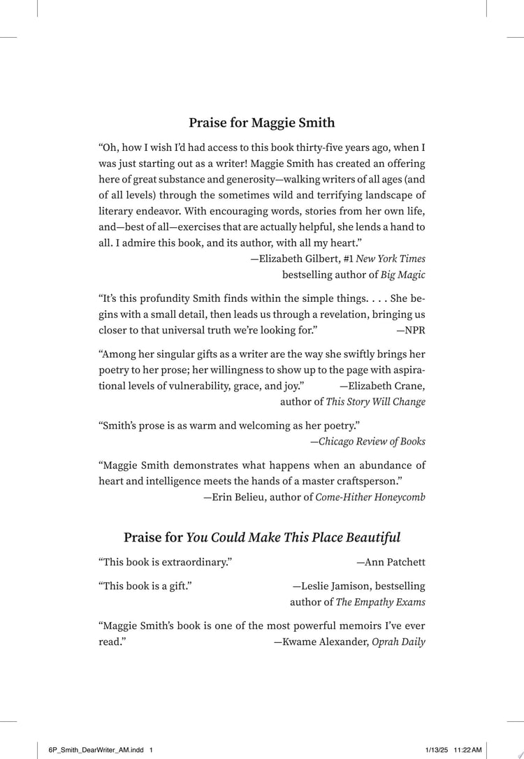 Dear Writer Pep Talks & Practical Advice for the Creative Life