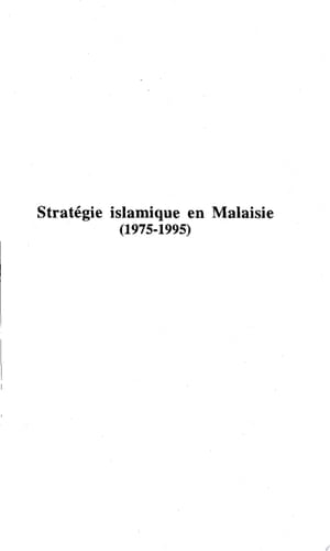 Stratégie islamique en Malaisie (1975-1995)