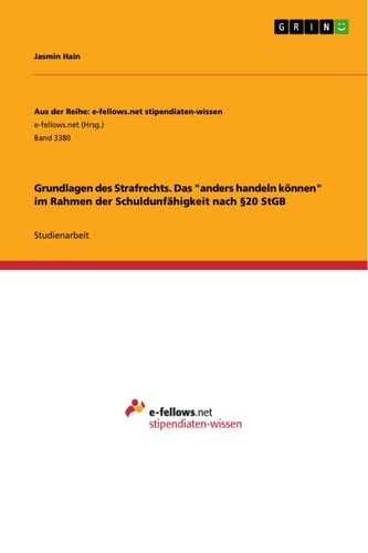 Grundlagen des Strafrechts. Das "anders handeln können" im Rahmen der Schuldunfähigkeit nach §20 StGB