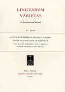 Multilingualism in Ancient Europe Greek as Language in Contact