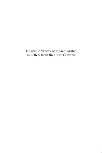 Linguistic Variety of Judaeo-Arabic in Letters from the Cairo Genizah
