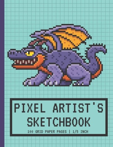 Pixel Artist's Sketchbook: Pixel Art Graph paper | Drawing Blank Notebook | 1/5 Squares Grid Paper Note | Dragon Monster | Gift For Pixel Artist, Boys & Girls Gamers, Game Developers