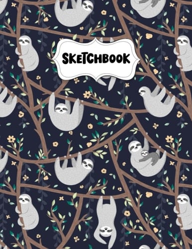 Independently Published Sketchbook: Pretty Sloth Sketch Book for Drawing: Blank Sketch Pad for Kids: Sketchpad for Drawing for Kids, Bleed Proof Art Sketch Book 8.5 x 11