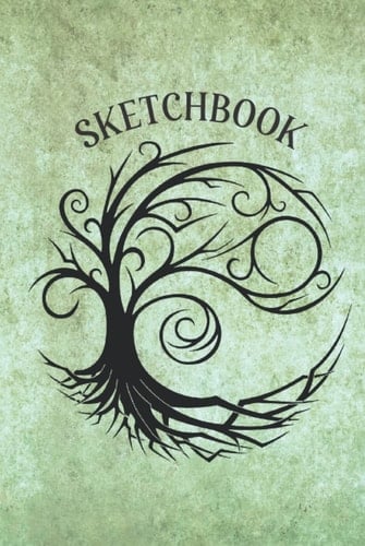 Tree of Life Sketchbook 6x9 Inch,150 Blank Cream Pages for Drawing, Sketching and Doodling (Green)