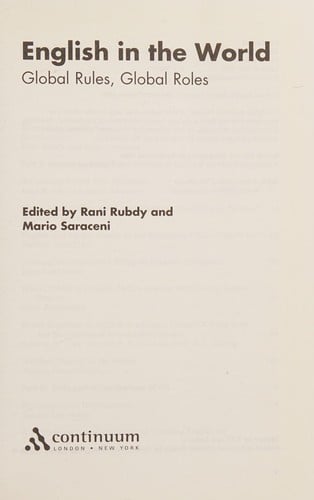 ENGLISH IN THE WORLD: GLOBAL RULES, GLOBAL ROLES; ED. BY RANI RUBDY