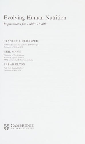 Evolving human nutrition