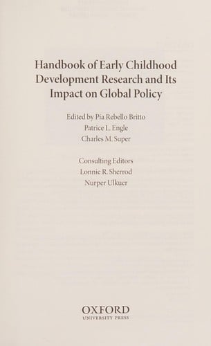 Handbook of early childhood development research and its impact on global policy