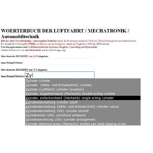 Technisches Englisch-Deutsch Wörterbuch Automobiltechnik Kraftfahrzeugtechnik Luftfahrt kfz-Mechatronik
