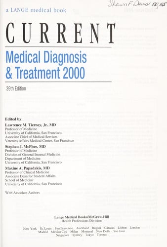 Current medical diagnosis & treatment, 2000