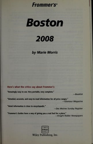 Frommer's Boston 2008