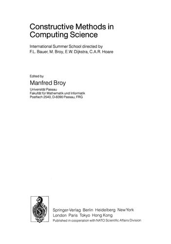 Constructive Methods in Computing Science