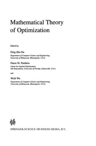 Mathematical Theory of Optimization