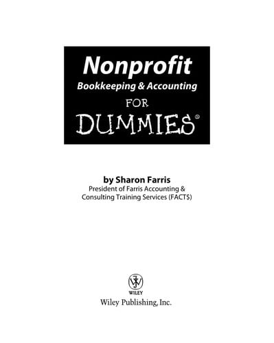 Nonprofit Bookkeeping & Accounting FOR DUMMIES